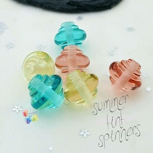 Lampwork Glass Beads Handmade Summer  Tint Spinners Pair or Set  made to order