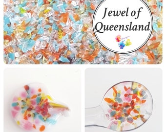 Fine JEWEL OF QUEENSLAND, Lampwork Frit Blend, fine blend coe 96, Lampwork Supply, Glass Supply, Fusing Supply, pink, Orange, stained glass