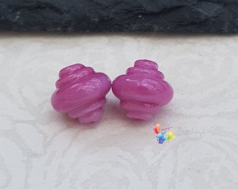 Hot Pink Spinner Pair, Lampwork Glass Beads, Handmade Glass Beads, Small Beads