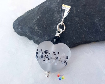 Memorial Jewelry, Memorial Lampwork Bead, Heart Bead, Pendant, Ashes, Pet, Loved One, Glass Memorial Bead, Necklace