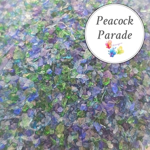 k0 PEACOCK PARADE, Lampwork Frit Blend fine blend coe 94-96, Lampwork Supply, Glass Supply, Blue Frit, purple frit, green frit
