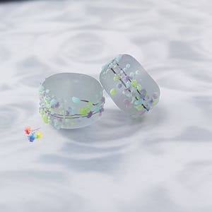 Lampwork Beads Handmade, Small Glass Beads, Seaglass Moonlight Paradise Blossom Mix Pair