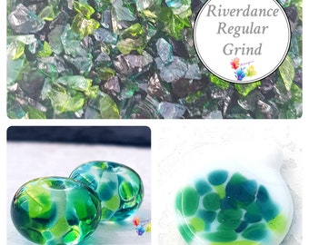 K1 Lampwork Frit Blend RIVERDANCE, regular blend coe 96, Lampwork Supply, Glass Supply, green frit