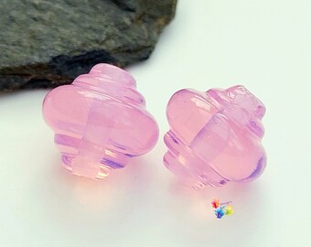 Elegance Pink Spinner Pair, Lampwork Glass Beads, Handmade Glass Beads, Small Beads