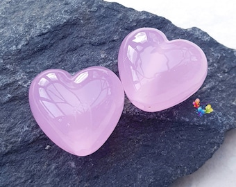 Perles au chalumeau, perles de verre, quartz rose, coeur rose, petite paire fabriquées sur commande