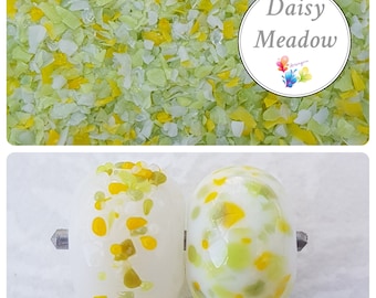 DAISY MEADOW Lampwork Frit Blend, fine blend size 0 coe 96, Lampwork Supply, Glass Supply, green Frit, yellow Frit, Fusing