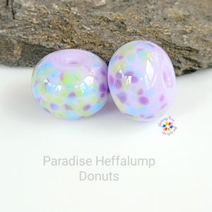 Lampwork Beads Handmade, Paradise Heffalump Pair, Donut Beads made to order