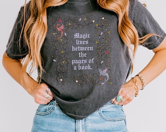 Magic Lives Between the Pages of a Book Comfort Colors Crop Top | Medieval Castlecore Boxy Tee | Bookish Cottagecore Shirt