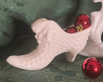 Vintage  Fenton Victorian Milk Glass Shoe