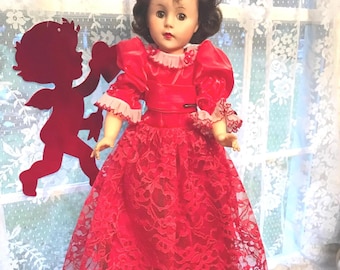 Red Lace Gown 1950s Glamour Doll