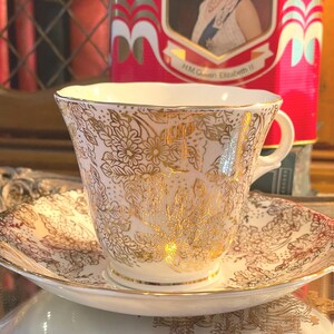Antique Colclough Gold Chintz Teacup and Saucer Set