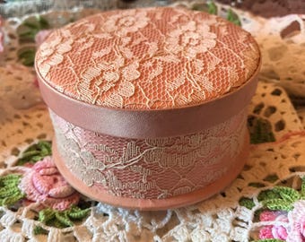 Vintage Evyan Perfumes Pink Lacy Powder Box