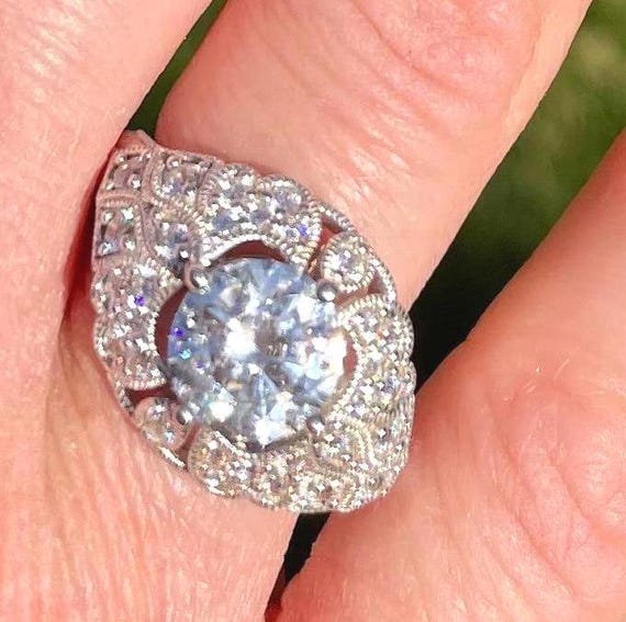 Sterling Silver Cluster Statement Ring (size 8) - image 4