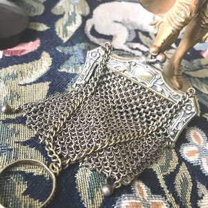 Antique Silver Mesh Evening Bag