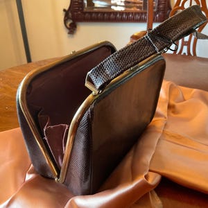 Vintage Brown Lizard Skin Kelly Style Purse
