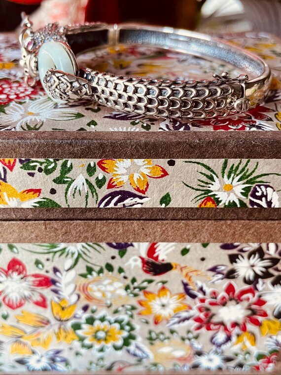 Sterling Silver Ruby and Jade Dragon Bracelet - image 6