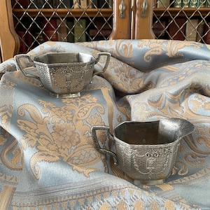 Antique Art Deco Silver Plate Creamer and Sugar Set ( Japan, 1930s)