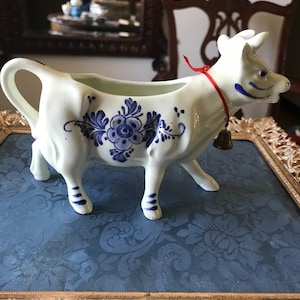 Vintage Delft Blue Porcelain  Cow Pitcher