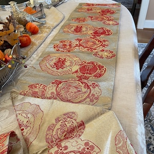 Beautiful Mid Century Asian gold and Red Brocade Obi