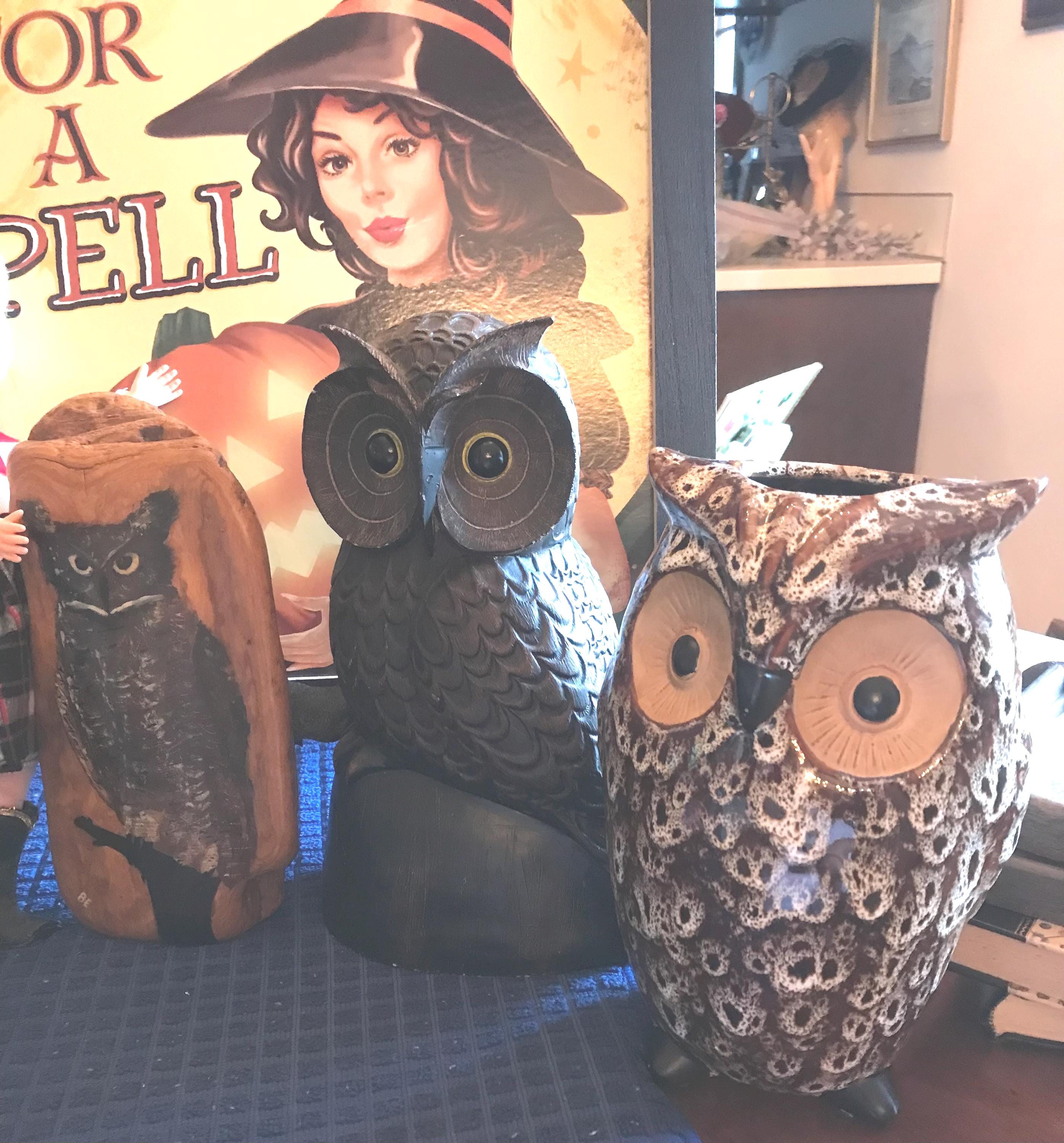 Vintage Speckled Ceramic Owl Figurine