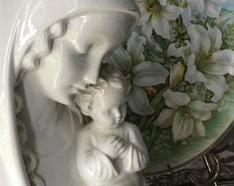 Vintage White Porcelain Goebel Madonna and Child Figurine ( Germany)