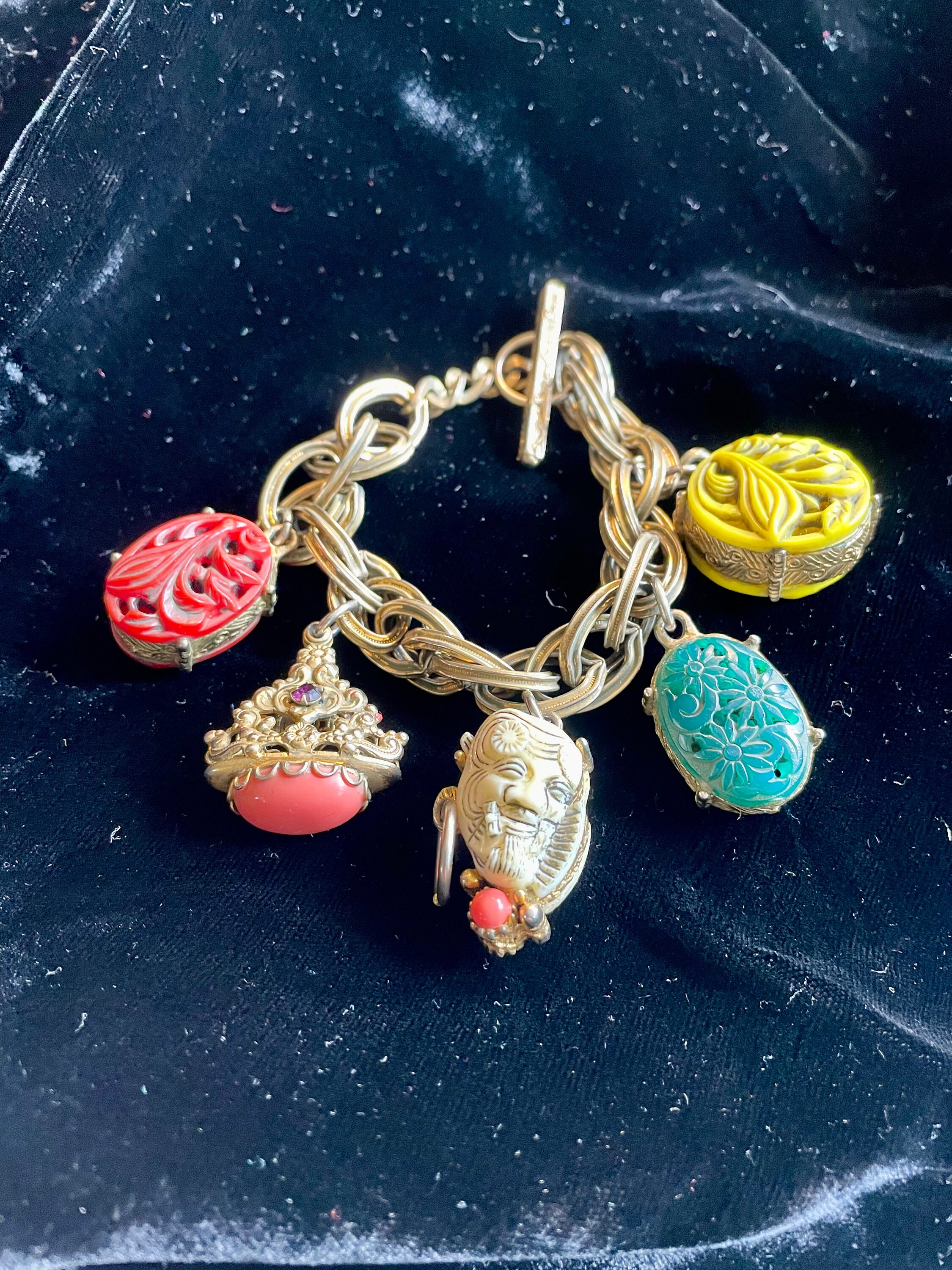 60s USA Selini Vintage buddha & dragon Unsigned bracelet by