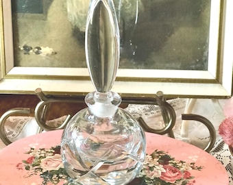 Vintage Heavy Cut Crystal Perfume Bottle