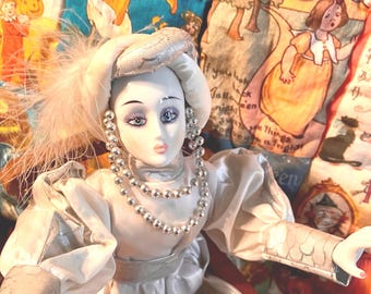 Vintage Silver Harlequin Doll