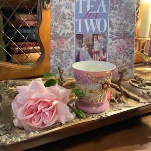 Antique Victorian Pink and Gold Lustreware Souvenir Cup