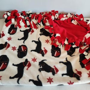 Fleece Tie Blanket---Santa Dogs and Snowflakes