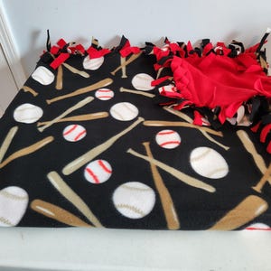 Fleece Tie Blanket---Baseball