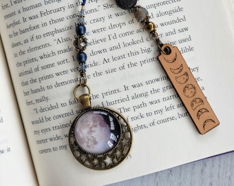 Moon Phase Bookmark, Choose Your Moon, Unique Bookmark, Beaded Moon Book Mark, Moon Lover, Book Lover Gift