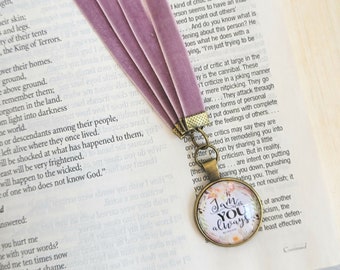 Multi-Strand Bookmark, Velvet Ribbon, Bible Verse Pendant, Gift for Her, , Teacher Gift, Mother's Day Gift