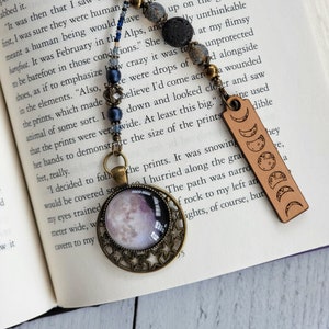 Moon Phase Bookmark, Choose Your Moon, Unique Bookmark, Beaded Moon Book Mark, Moon Lover, Book Lover Gift