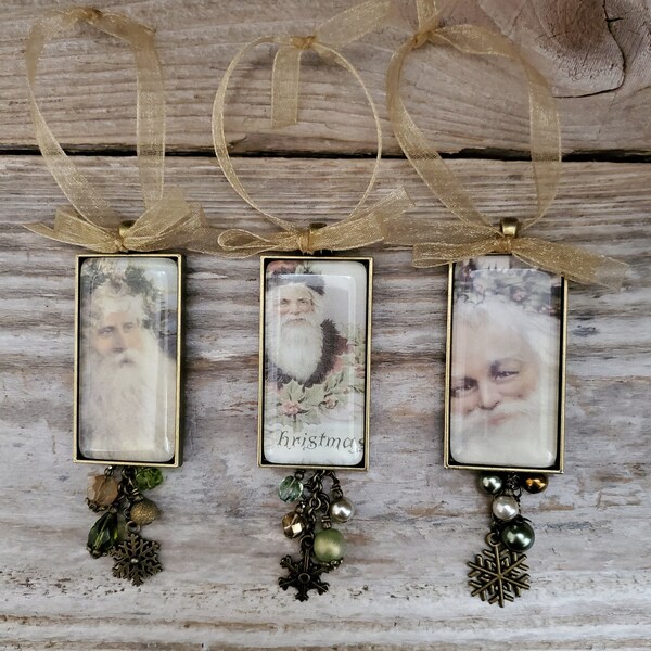 Santa Ornaments, Vintage Style, Holiday Father Christmas, Gift Exchange Idea, Ready to Ship
