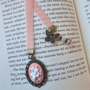 Velvet Butterfly Cameo Bookmark, Handmade Reader Gift