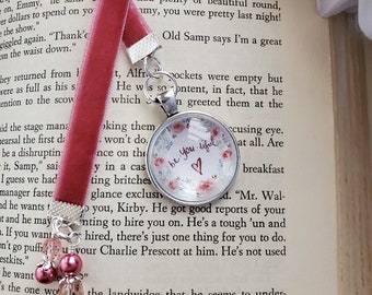 Floral Bookmark, Velvet Ribbon Bookmarker, Positive Message Bookmark, Gift for Her, Mother Gift