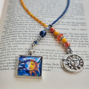 Ombre Sunset Bookmark, Unique Sun and Moon Bookmarker, Celestial Reader Gift