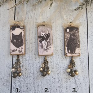 Handmade Whimsical Christmas Ornaments Featuring Yule Cat, Jólakötturinn, and Krampus Cat image 2