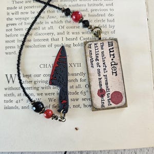 True Crime Bookmark Gift for Book Lovers, Murder Mystery Thriller Reader Gift Please Note Pendant Change