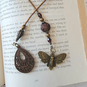 Gothic-inspired Beaded Bookmark with Hawkmoth Charm - Perfect for Gothic Literature Lovers