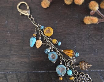Boho Style Pollinator Bee Beaded Bag Charm Zipper Pull