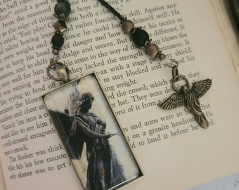Archangel Bookmark, Concrete Angel, Gothic Grave Marker Bookmark, Reader Gift