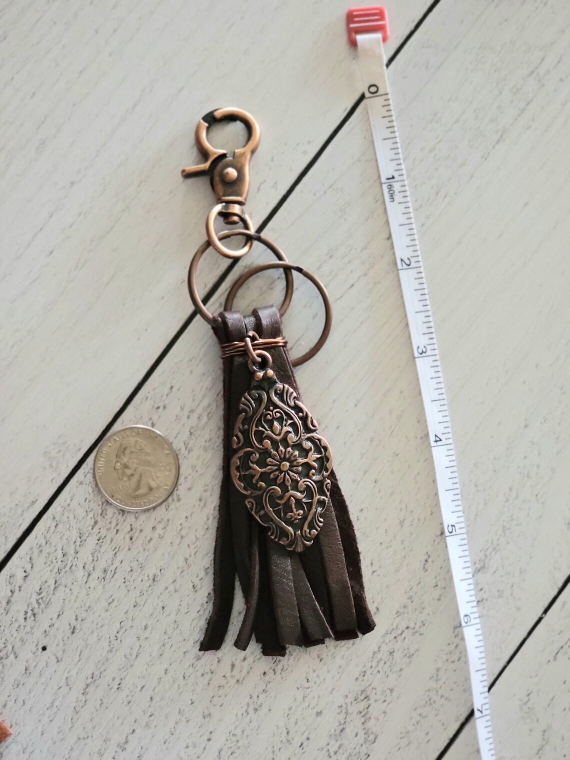 Leather Bag Tassel Southwest Boho Tassel Charm Copper Plated Etsy