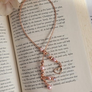 Rose Gold and Copper Colored Bookmark, Beaded Heart Theme Bookmark, Gift for Her, Mother Gift, Mother Gift