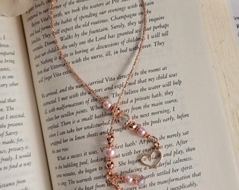 Rose Gold and Copper Colored Bookmark, Beaded Heart Theme Bookmark, Gift for Her, Mother Gift, Mother Gift