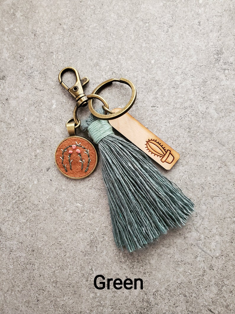 Boho Tassel Bag Charm, Now 7 Colors, Cactus Purse Clip, Southwest Style Purse Charm, Gift for Her,, Teacher Gift,, Mother Gift image 3