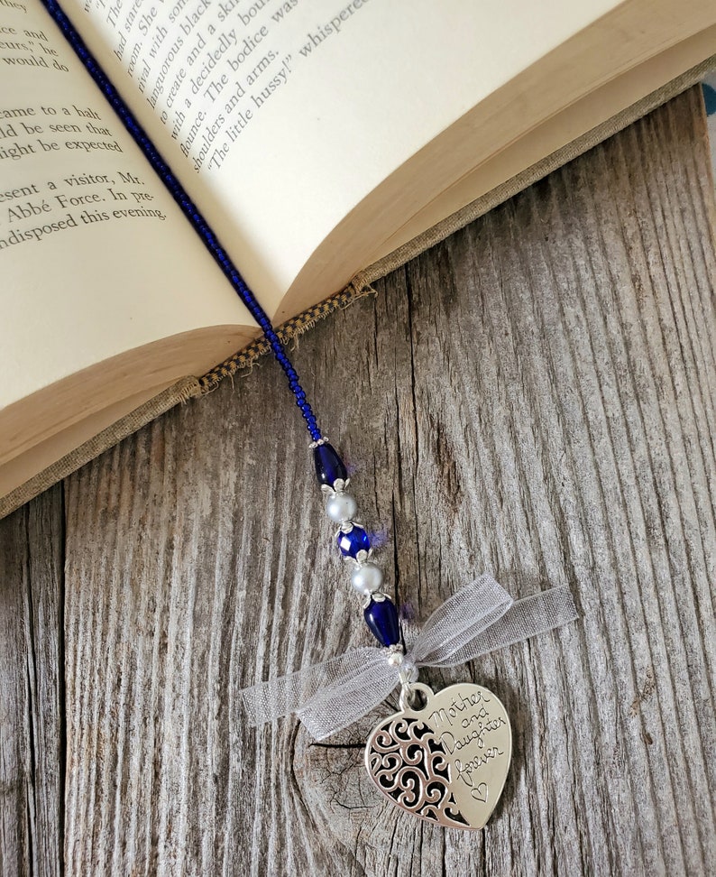 Mother Daughter Bookmark Beaded Book Lover Gift Heart Charm Etsy