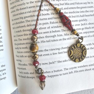 Goddess Bookmark: Handcrafted with Tiger Eye and Dyed Quartz Beads for Magical Reading Adventures
