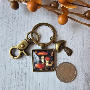 Mushroom Keychain, Nature Keychain, Mycology Keyring image 2